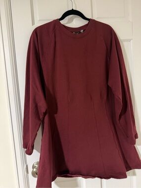 ASOS Curve Maroon Long-Sleeve Sweatshirt Dress